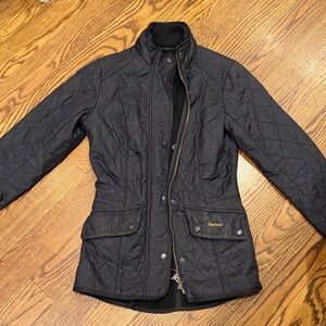 Barbour Black Quilted Utility Jacket with Snap Flap Pockets